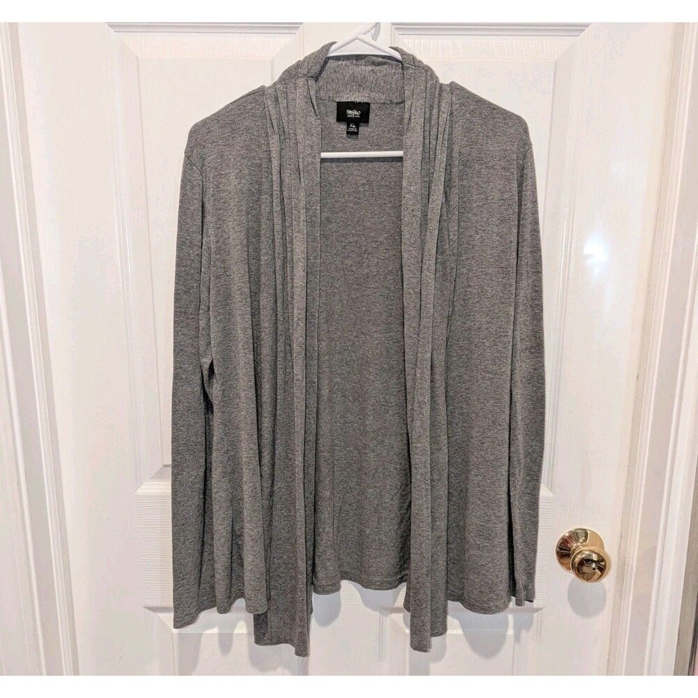 Minimalist Drape Open Front‎ Soft Gray Slub Cardigan Size XXL Cottagecore Cozy